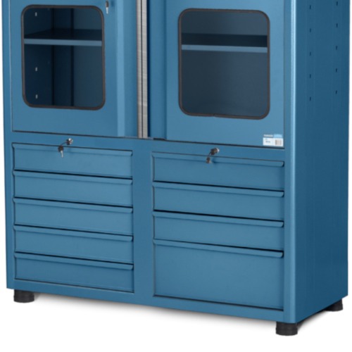 Arm�rio para ferramentas com 3 prateleiras 9 gavetas e portas de vidro - AM-1024