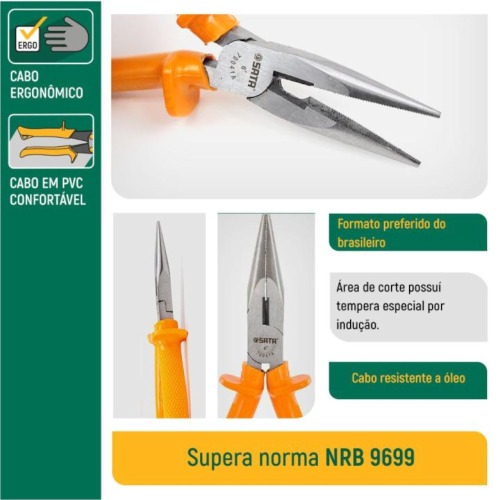 Alicate bico meia-cana curto isolado 6