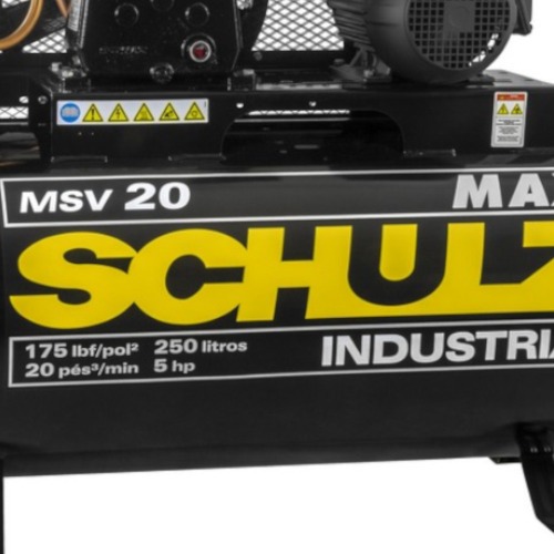 Compressor de ar 20 pés 250L 5 hp 175 libras Trifásico - Max MSV 20/250 Compressor de ar 20 pés 250L 5 hp 175 libras Trifásico - Max MSV 20/250