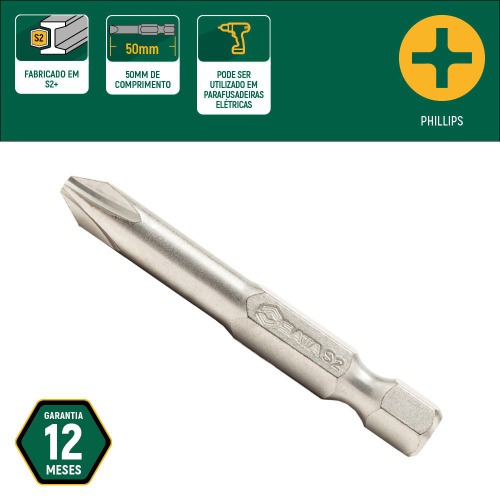 Jogo de bits philips Ph1 x 50mm encaixe 1/4 Jogo de bits philips Ph1 x 50mm encaixe 1/4