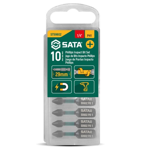 Jogo de bits de impacto philips Ph1 x 29mm encaixe 1/4