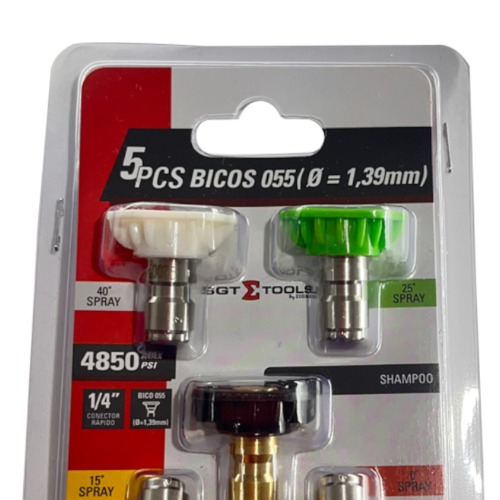 Jogo com 5 bicos 055 diâmetro 1,39 mm Jogo com 5 bicos 055 diâmetro 1,39 mm