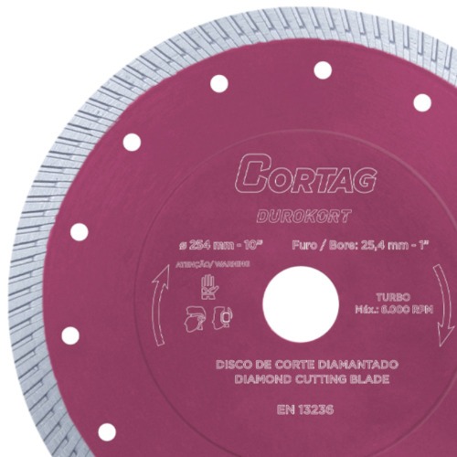 Disco diamantado turbo 254 mm para pisos e revestimento - Durokort
