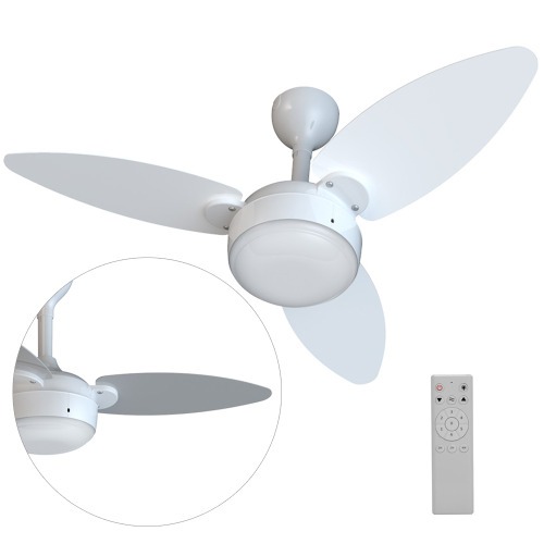 Ventilador de teto 3 pás Inverter dupla face branco/cinza com controle remoto - Elluz 110V/220V Ventilador de teto 3 pás Inverter dupla face branco/cinza com controle remoto - Elluz 110V/220V