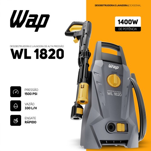 Lavadora de alta pressão com Desentupidora 1.500 libras - WL 1820 Ultra 220V Lavadora de alta pressão com Desentupidora 1.500 libras - WL 1820 Ultra 220V