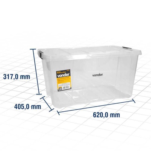 Caixa plástica transparente 62 x 40,5 x 31,7 cm - CBV 028 Caixa plástica transparente 62 x 40,5 x 31,7 cm - CBV 028