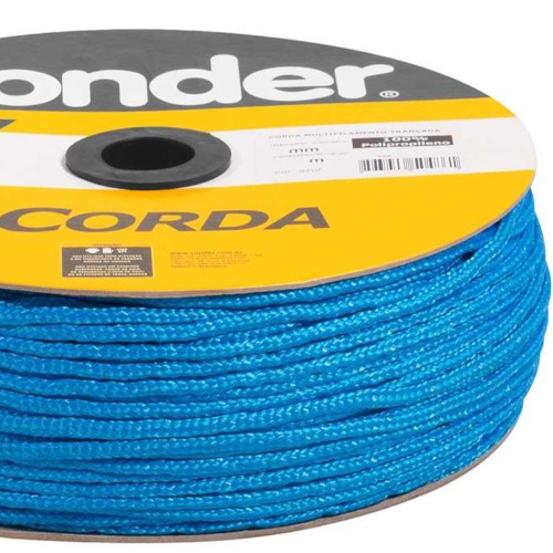 Corda multifilamento tran�ada 4 mm x 360 m azul em carretel