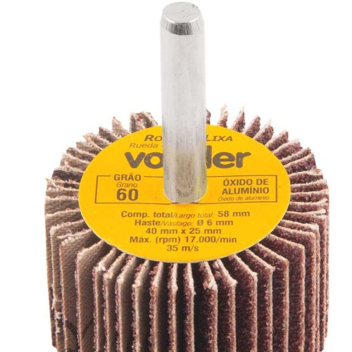 Roda de lixa 40 x 25 mm com haste gr�o 60 
