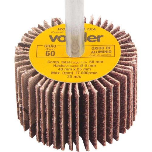 Roda de lixa 40 x 25 mm com haste gr�o 60 