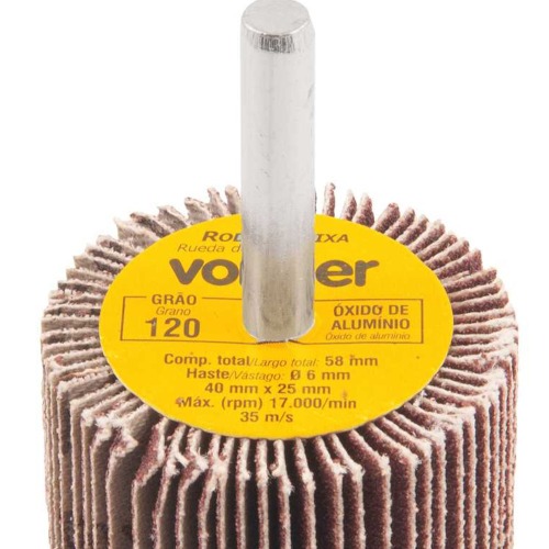 Roda de lixa 40 x 25 mm com haste gr�o 120 