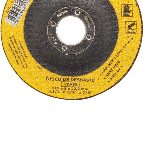 Disco de desbaste para metal 115 x 5,0 x 22,23 mm - VDA-50