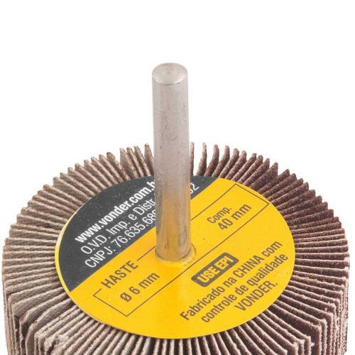 Roda de lixa 60 mm x 20 mm com haste grão 120 Roda de lixa 60 mm x 20 mm com haste grão 120