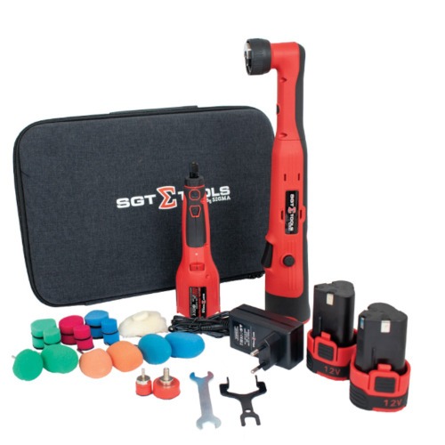 Kit nano mini politriz e nano politriz 12V 2Ah com 2 baterias e acessórios - SGT-8103 110V/220V Kit nano mini politriz e nano politriz 12V 2Ah com 2 baterias e acessórios - SGT-8103 110V/220V