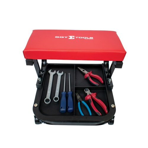 Banqueta para mec�nico fixa com bandeja e 4 rod�zios