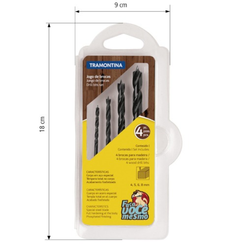 Jogo de brocas para madeira com 4 pe�as