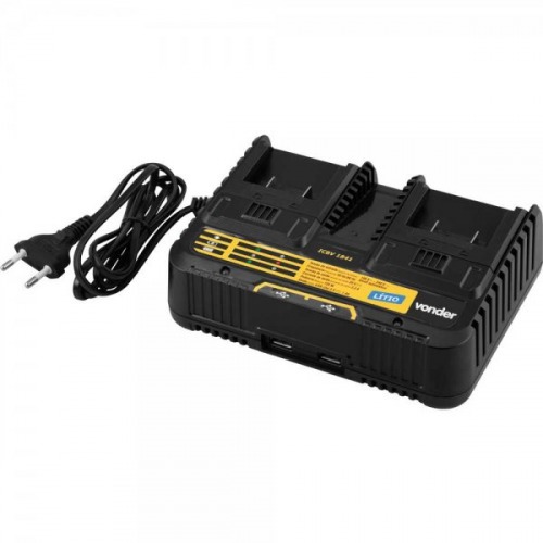 Carregador de bateria duplo 18V intercambiável - ICBV 1841 110V/220V Carregador de bateria duplo 18V intercambiável - ICBV 1841 110V/220V
