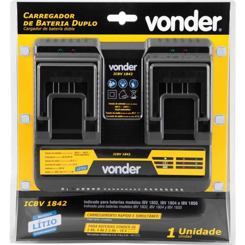 Carregador de bateria duplo 18V intercambi�vel carregamento r�pido - ICBV 1842  110V/220V