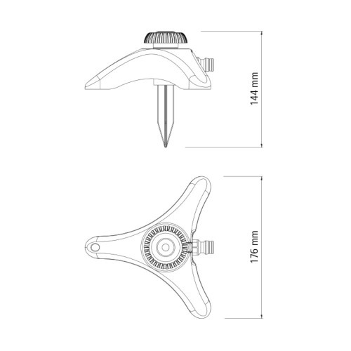 Aspersor est�tico com base de apoio e pontalete para engate r�pido
