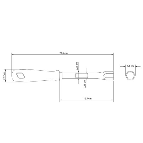Chave canhão 7 x 125 mm formato tubular - 41450/007 Chave canhão 7 x 125 mm formato tubular - 41450/007