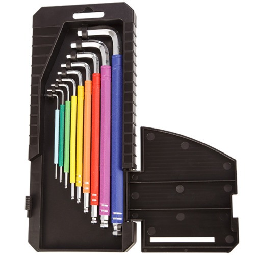 Jogo de chave allen abaulada longa 1,5 a 10 mm 9 pe�as colorida com estojo  - 08027