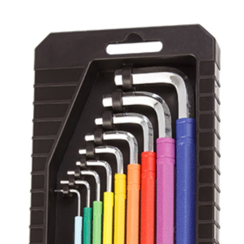 Jogo de chave allen abaulada longa 1,5 a 10 mm 9 pe�as colorida com estojo  - 08027