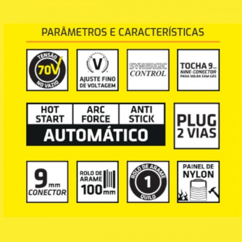 Combo Inversora de solda Mig sem g�s Multiprocesso 140A KAB 140 Trisolda + M�scara e Acess�rios   110V/220V