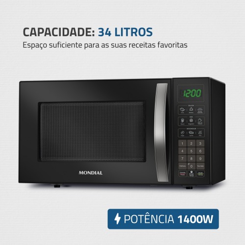 Micro-ondas 34 litros 1400W 10 n�veis de pot�ncia - MO-02-34-B  110V