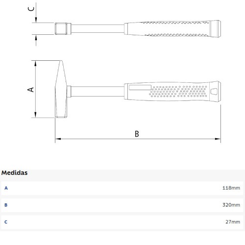Martelo de pena cabo tubular 500 g - Ultrafortis Martelo de pena cabo tubular 500 g - Ultrafortis