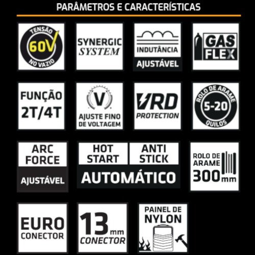 Inversora de Solda Multiprocesso 250A para Eletrodo Mig e Tig - TOUCH 250S MAX  220V