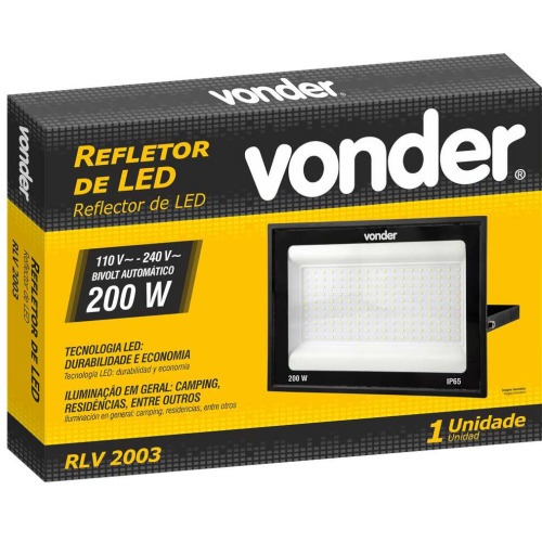 Refletor LED 200W 14.500 l�mens 6500K luz branca   110V/220V