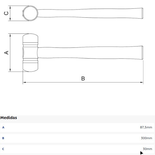 Martelo de borda em ABS 30 mm