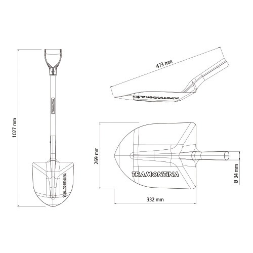 Pá de bico com cabo de madeira 71 cm - 77405/434 Pá de bico com cabo de madeira 71 cm - 77405/434