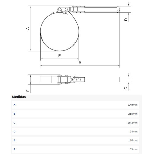 Chave para filtro de �leo 110 121 mm - 44041004