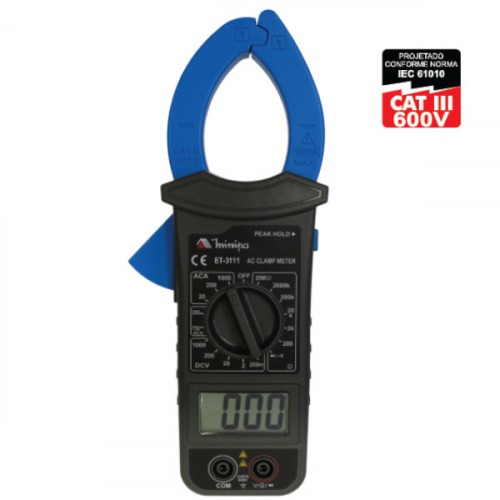 Alicate amperímetro digital CAT III 600V ET-3111 Alicate amperímetro digital CAT III 600V ET-3111