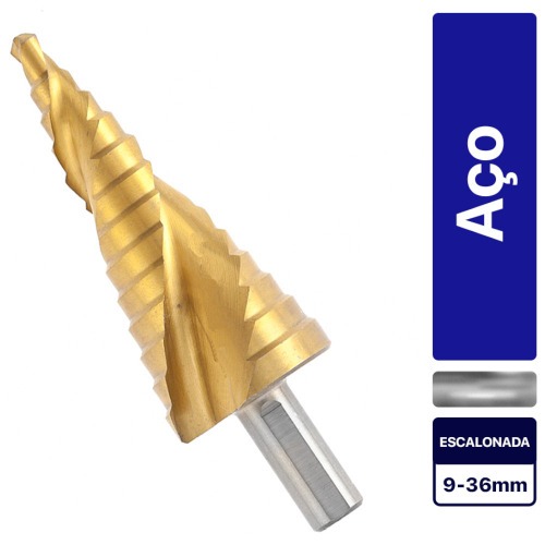 Broca escalonada aço rápido 9 a 36 mm - 723589 Broca escalonada aço rápido 9 a 36 mm - 723589