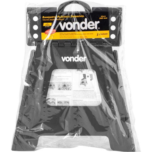 Banqueta plástica dobrável preta 360 mm Banqueta plástica dobrável preta 360 mm