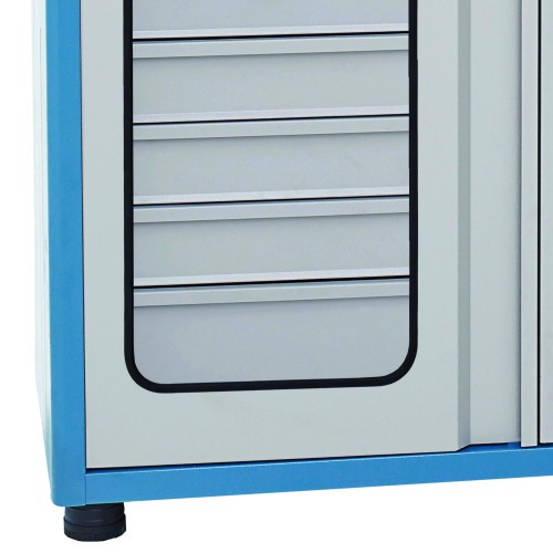 Arm�rio para ferramentas com 3 prateleiras 5 gavetas e portas de vidro - AM-14