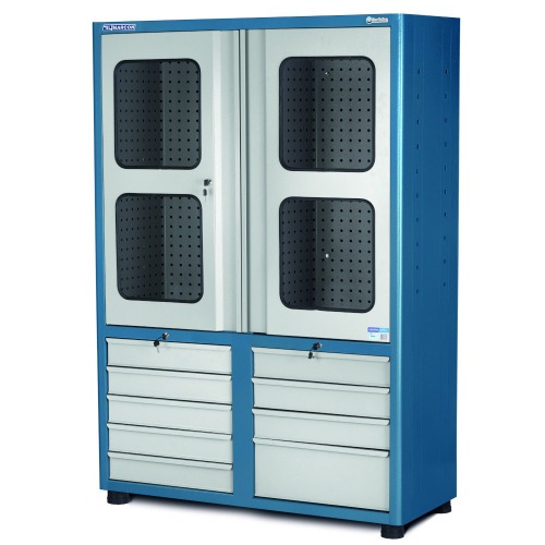 Arm�rio para ferramentas com 2 prateleiras 9 gavetas e portas de vidro - AM-68