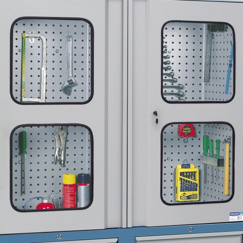 Arm�rio para ferramentas com 3 prateleiras 9 gavetas e portas de vidro - AM-69