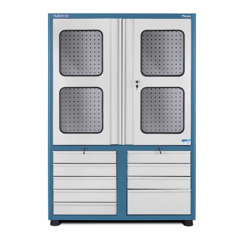 Arm�rio para ferramentas com 3 prateleiras 9 gavetas e portas de vidro - AM-69