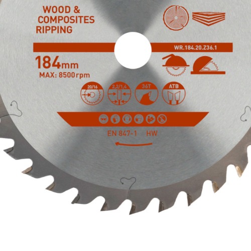 Disco de serra para madeira 184 x 20 mm 36 dentes - Clipper