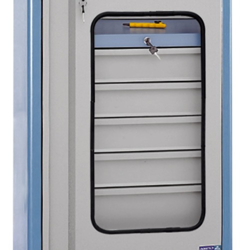 Arm�rio com 5 gavetas chapa perfurada e porta em vidro - AM-41