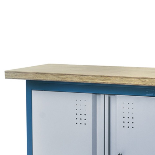 Bancada m�vel com 2 portas de a�o e tampo de madeira - 2009