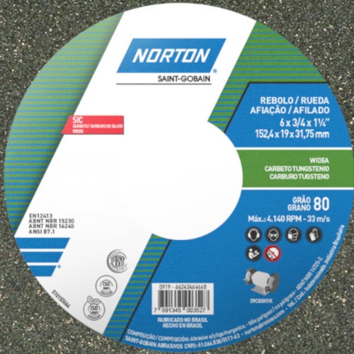 Rebolo reto para metal duro 6 Rebolo reto para metal duro 6