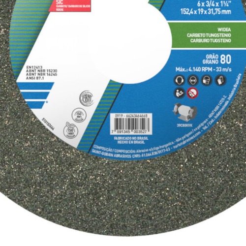 Rebolo reto para metal duro 6 Rebolo reto para metal duro 6