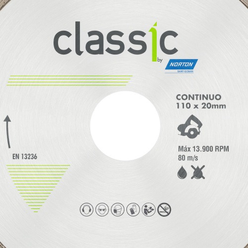 Disco diamantado continuo 110 x 20 mm para porcelanato - Classic