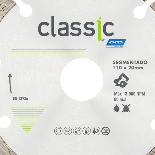 Disco diamantado segmentado 110 x 20 mm para concreto - Classic