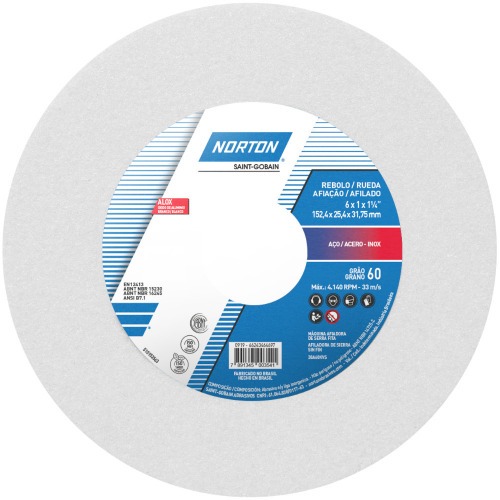 Rebolo reto para metal duro 6 x 1 x 1.1/4 Rebolo reto para metal duro 6 x 1 x 1.1/4