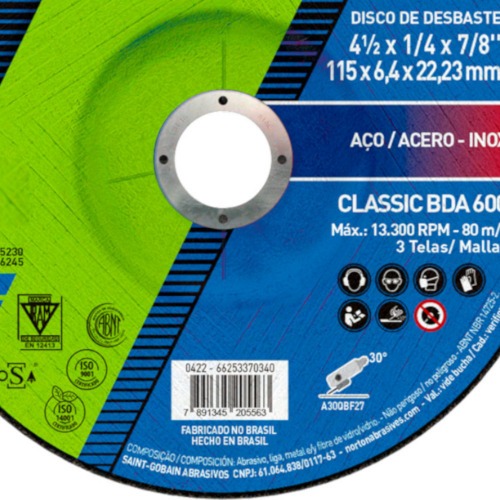 Disco de desbaste para a�o 4.1/2 x 1/4 x 7/8