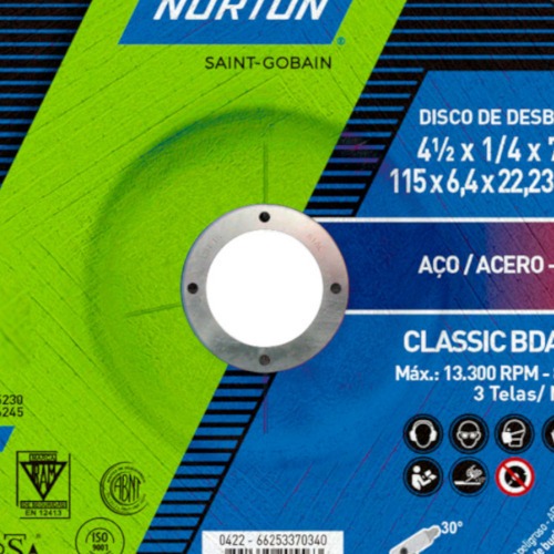 Disco de desbaste para a�o 4.1/2 x 1/4 x 7/8